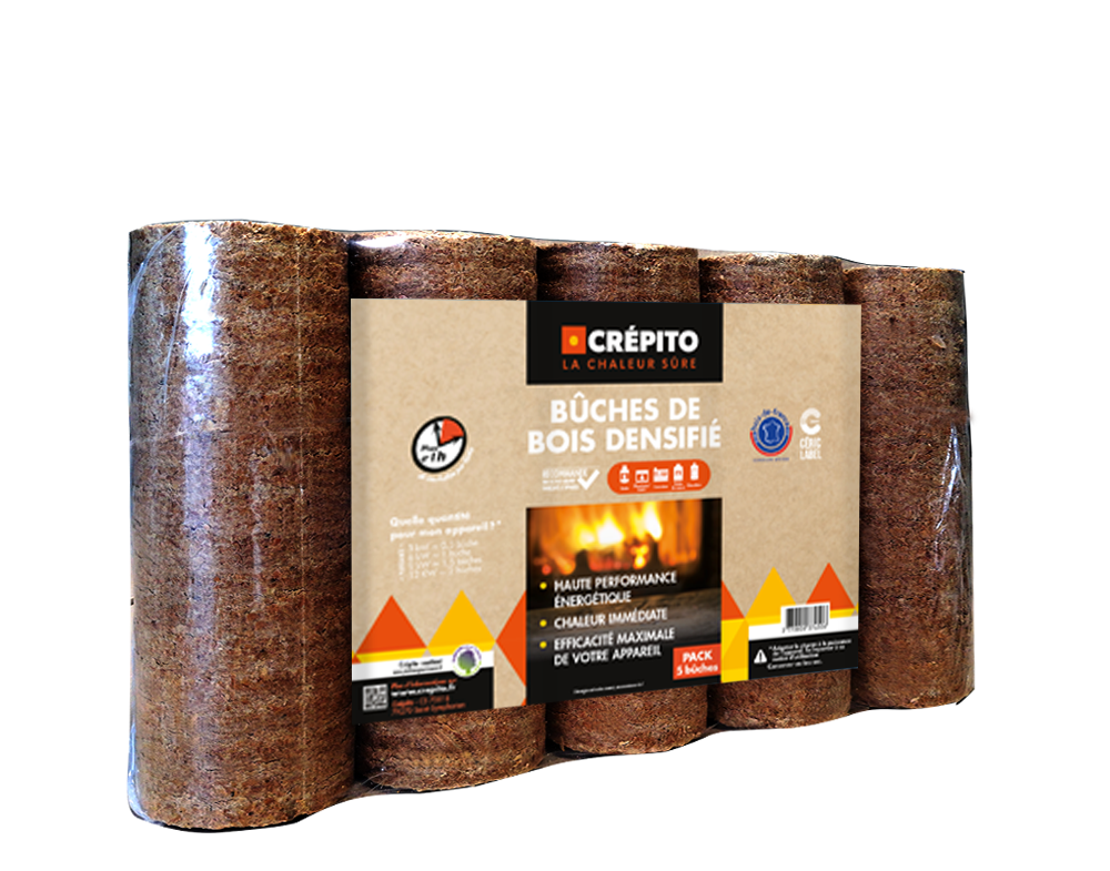 Bûches densifiées · Palette de 140 packs · 1 050 kg