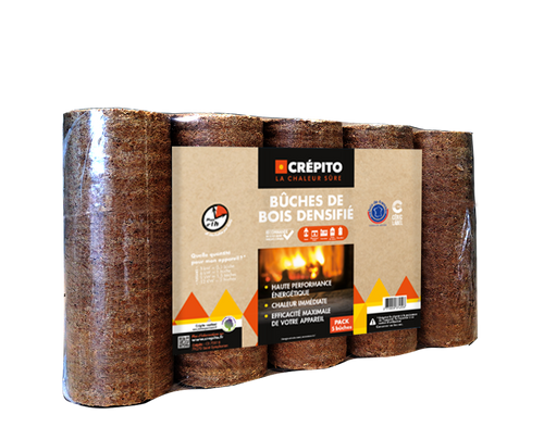 Bûches densifiées · Palette de 140 packs · 1 050 kg