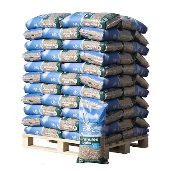 Granulés Forêt · Granulés de bois · Palette 66 sacs de 15 kg